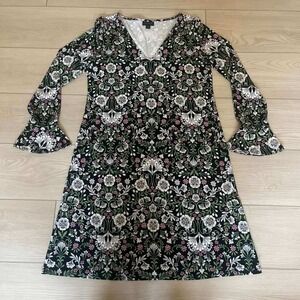 J.Jill Wearever Collection Floral Print V-Neck‎ Long Sleeve Dress XS